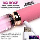 Prisms 10X Rosé Dual Ended Smooth Silicone and Glass Vibrator