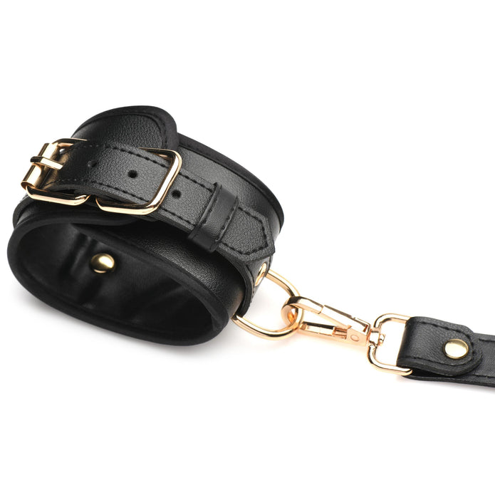 Strict Black Bondage Thigh Harness with Bows