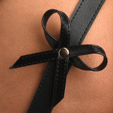 Strict Black Bondage Thigh Harness with Bows