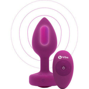 B-Vibe Vibrating Jewel Plug S/M Remote Controlled- Fuschia
