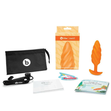 B-Vibe Swirl Rechargeable Vibrating Plug- Orange