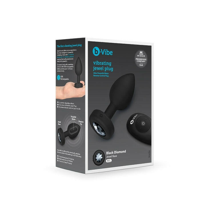 B-Vibe Vibrating Jewel Plug M/L remote Controlled-Black