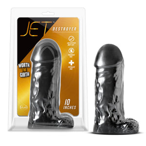Blush Jet Destroyer Realistic 10 in. Dildo with Balls Carbon Metallic Black