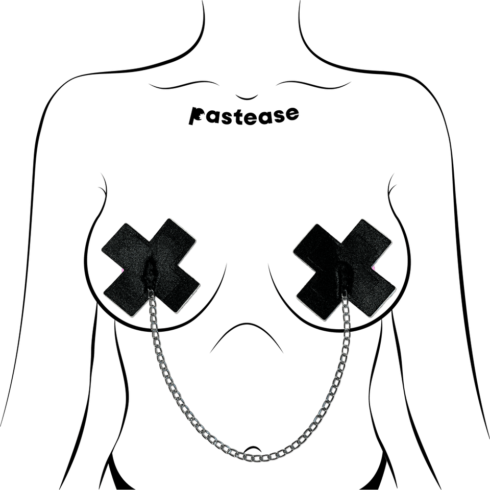 Chains: Liquid Black Plus X Cross with Chunky Silver Chain