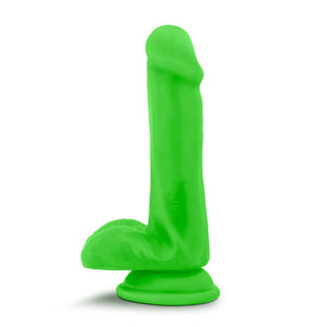 Blush Neo 6 in. Dual Density Dildo with Balls & Suction Cup Neon Green