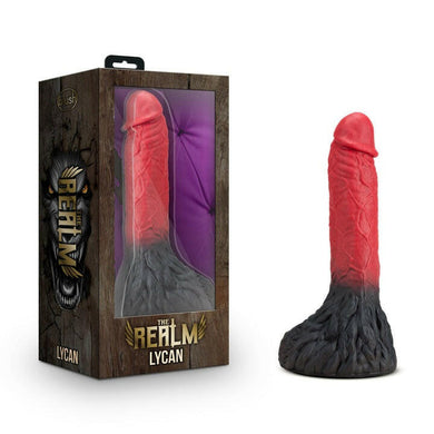 The Realm Lycan Red 10.5-Inch Long Dildo With Lock On Base