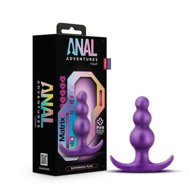 Anal Adventures Matrix | The Supernova Plug: 3 inch Beaded Butt Plug in Galactic Purple | With Stayput™ Technology & AnchorTech™ Base