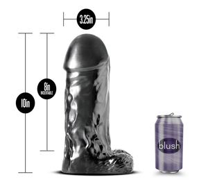 Blush Jet Destroyer Realistic 10 in. Dildo with Balls Carbon Metallic Black