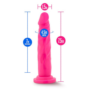 Blush Neo 7.5 in. Dual Density Dildo with Suction Cup Neon Pink