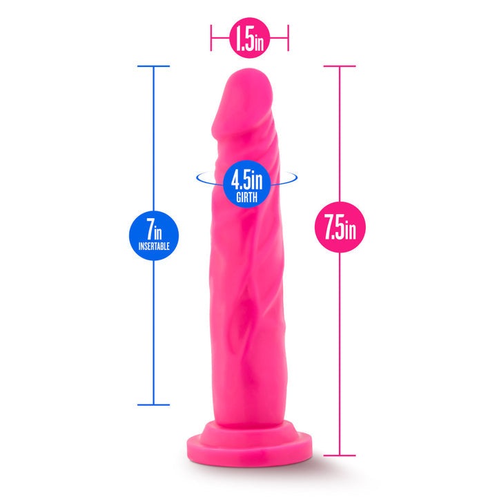 Blush Neo 7.5 in. Dual Density Dildo with Suction Cup Neon Pink