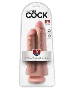 King Cock 9" Two Cocks One Hole