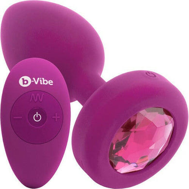 B-Vibe Vibrating Jewel Plug S/M Remote Controlled- Fuschia