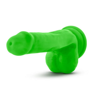 Blush Neo 6 in. Dual Density Dildo with Balls & Suction Cup Neon Green