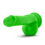 Blush Neo 6 in. Dual Density Dildo with Balls & Suction Cup Neon Green