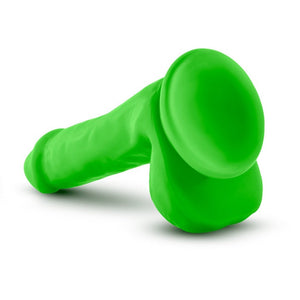 Blush Neo 6 in. Dual Density Dildo with Balls & Suction Cup Neon Green