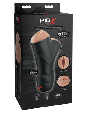 PDX Elite Double Penetration Vibrating Stroker