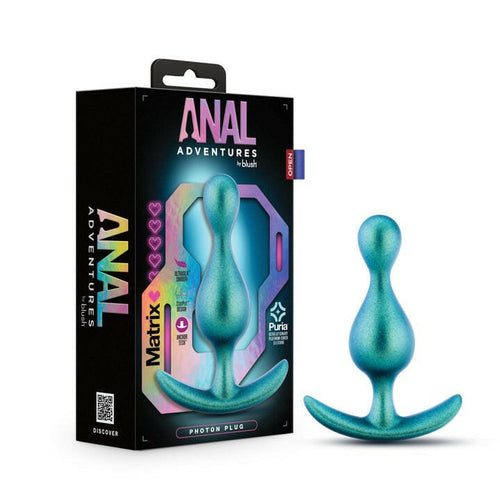 Anal Adventures Matrix | The Photon Plug: 4.5 inch Smooth Tapered Butt Plug in Neptune Teal | With Stayput™ Technology & AnchorTech™ Base