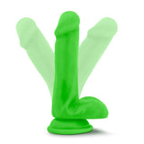 Blush Neo 6 in. Dual Density Dildo with Balls & Suction Cup Neon Green