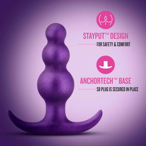 Anal Adventures Matrix | The Supernova Plug: 3 inch Beaded Butt Plug in Galactic Purple | With Stayput™ Technology & AnchorTech™ Base