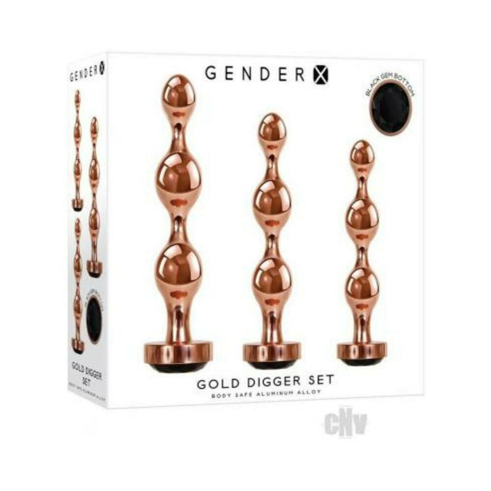 Gender X Gold Digger Set Of 3 Plugs Rose Gold/black