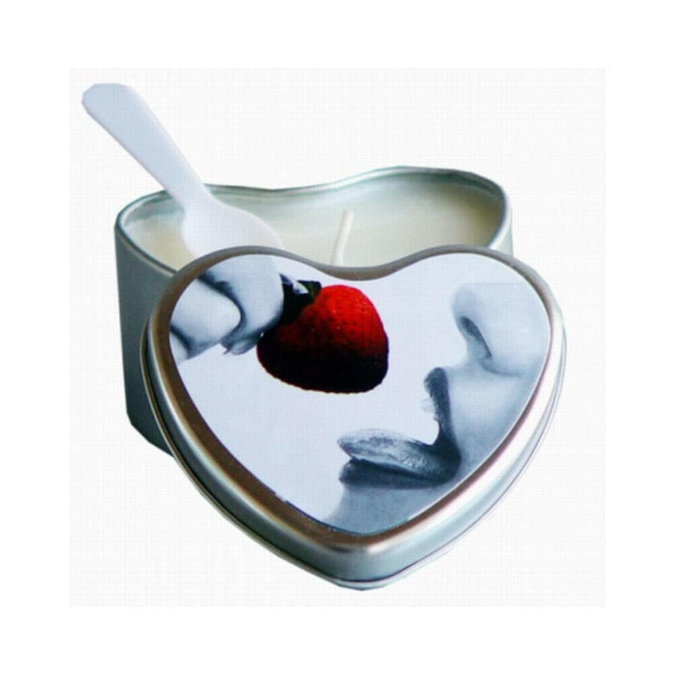 Earthly Body Edible Massage Candle Strawberry 4oz Heart Tin