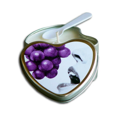 Earthly Body Edible Massage Candle Grape 4oz Heart Tin