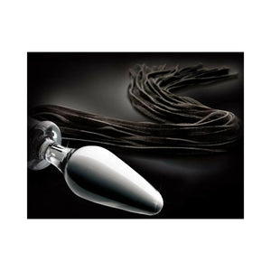 Icicles No 49 Clear Butt Plug Black Flogger