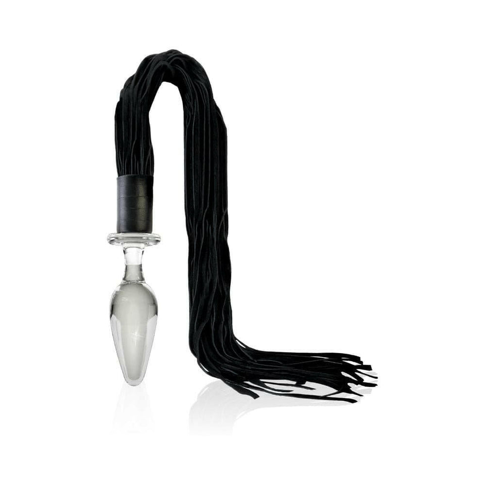 Icicles No 49 Clear Butt Plug Black Flogger