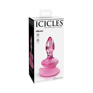Icicles No. 90 - Glass Suction Cup Anal Plug - Pink