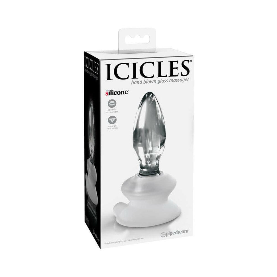 Icicles No. 91 - Glass Suction Cup Anal Plug - Clear