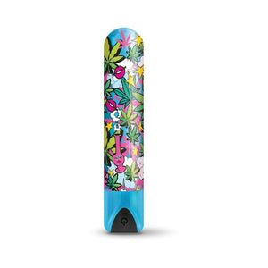 Prints Charming Buzzed Rechargeable 3.5" Bullet - Stoner Chick - Blue